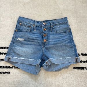 JCREW Stretchy High Waist Short Shorts - Light Wash